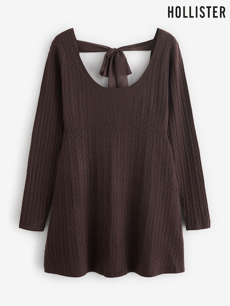 Hollister Brown Sweater Babydoll Mini Dress (Y35144) | LEI 372
