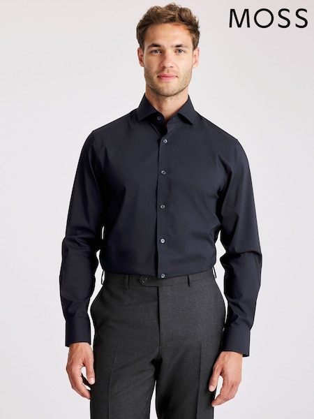 MOSS Blue Tailored Fit Stretch Shirt (Y35192) | 173 QAR