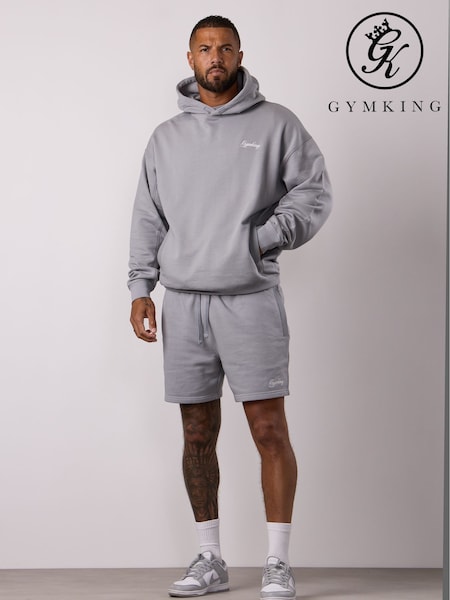 Gym King Grey Script Relaxed Fit Hoodie (Y35203) | €69