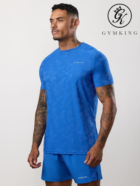 Gym King Blue Progress Texture T-Shirt (Y35221) | AED175