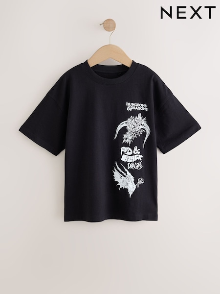 Black/White - Dungeons & Dragons Print Short Sleeve T-shirt (8-16yrs)