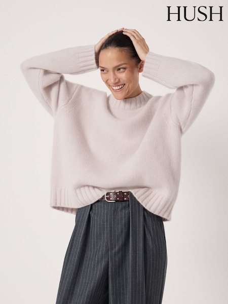 Branco - Hush Cora Relaxed Chunky Cashmere Crew Jumper (Y35400) | R$ 2.565