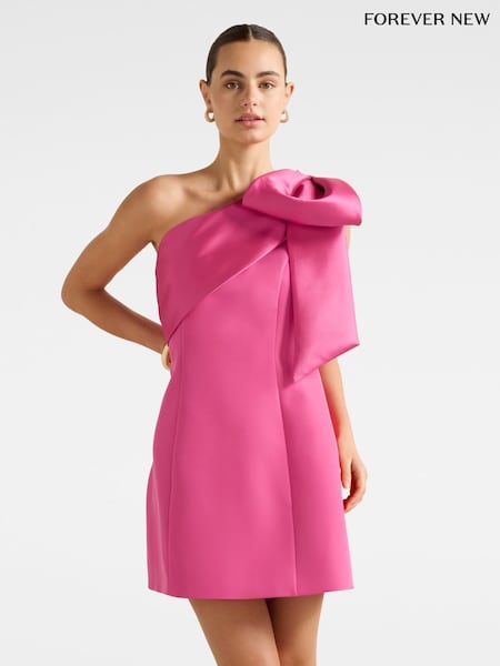 Forever New Pink Holly Asymmetrical Bow Mini Dress (Y35442) | €140