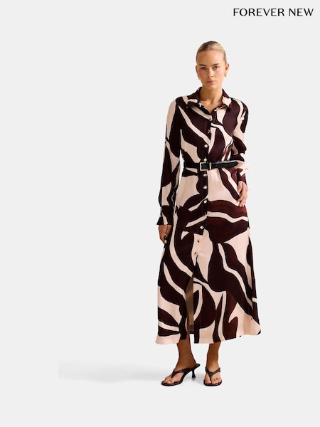Forever New Elliana Printed Satin Midi Dress (Y35444) | R$ 1.085