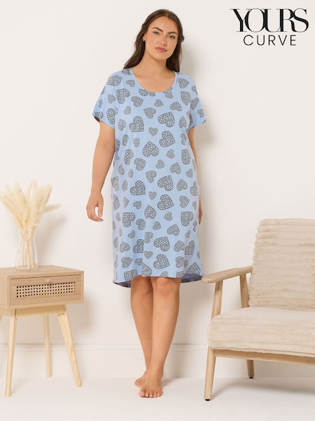 Yours Curve Blue Dipped Back Nightdress (Y35475) | R$ 195