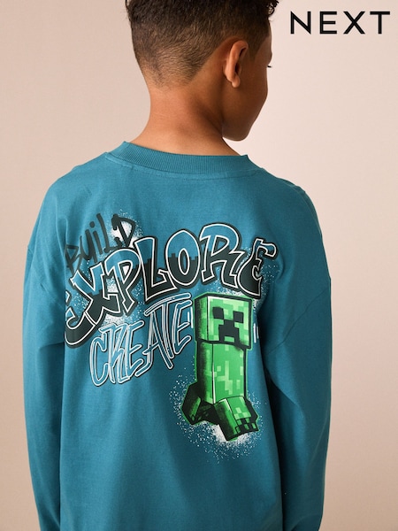 Blu-verde - Long Sleeve Minecraft T-shirt (3-16yrs)