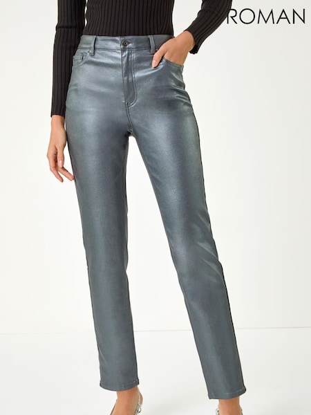 Roman Metallic Coated Mom Style Denim Trousers (Y35570) | €58