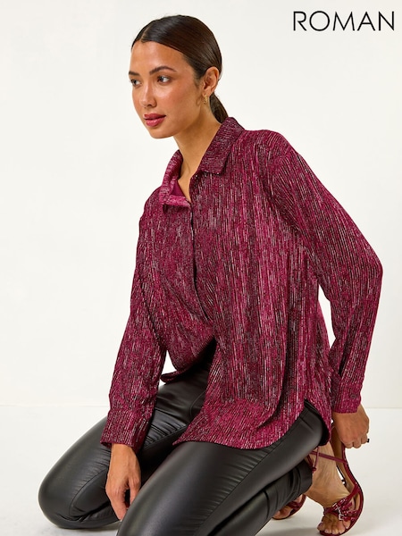 Roman Shimmer Textured Stretch Shirt (Y35573) | R$ 385