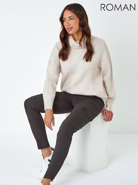 Roman Grey Cotton Blend Cargo Stretch Denim Leggings (Y35575) | €60