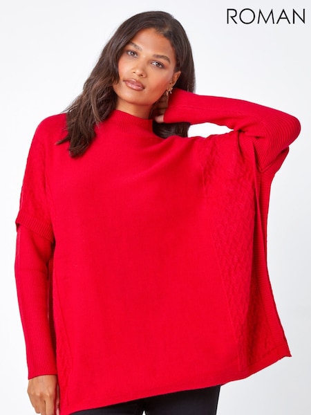 Roman Red High Neck Longline Knit Jumper (Y35583) | €53