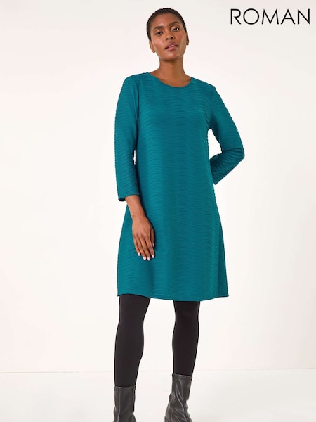 Roman Textured A-Line Stretch Dress (Y35595) | R$ 510