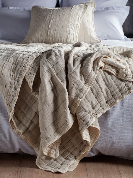 Secret Linen Store Natural Vivienne Quilted Throw (Y35881) | €154 - €197