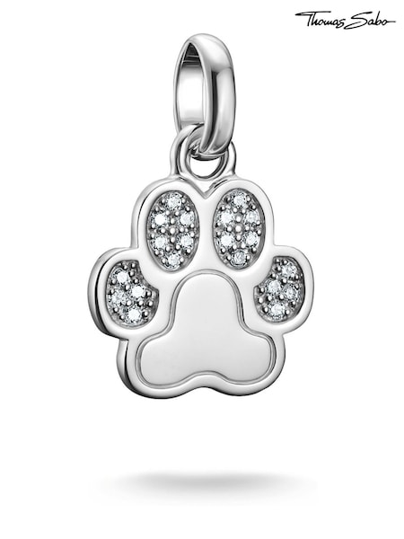 Thomas Sabo Silver Plated Charm Connect Paw Pendant With Stones (Y35917) | €58