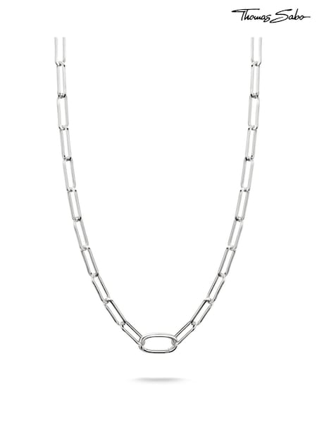 Thomas Sabo Silver Plated Charm Connect Paperclip Link Necklace (Y35941) | €173