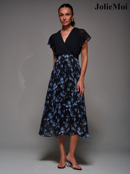 Svetleče črna - Jolie Moi Two Tone Chiffon Midaxi Dress (Y35997) | € 99