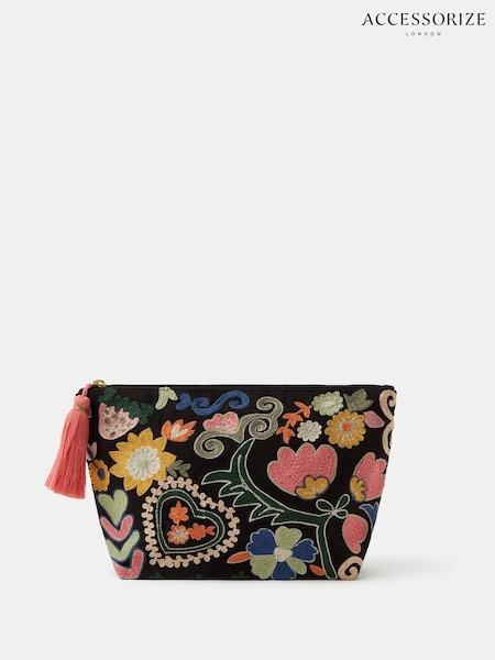 Accessorize Black Large Embroidered Pouch (Y36047) | €32