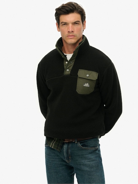 Superdry Black Fuji Fleece Half Popper Jumper (Y36134) | €77