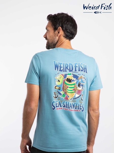 Weird Fish Blue Sea Shanties Back Print Artist T-Shirt (Y36235) | 139 QAR
