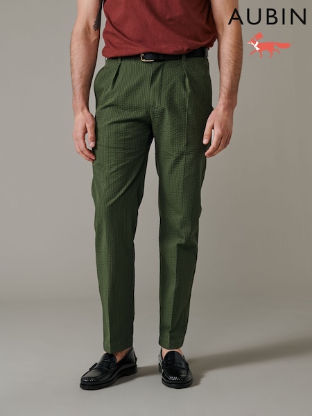 Dark Green - Regular Aubin Mareham Relaxed Fit Trousers