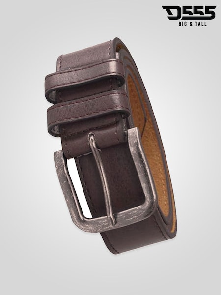 D555 Brown ARCHIE Antique Buckle Faux Leather Jeans Belt 3.9cm Width (Y36371) | OMR12