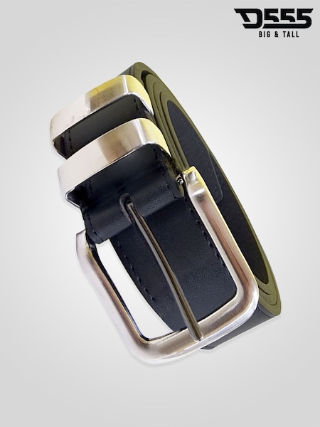 D555 Black NOAH Double Metal Loop Faux Leather Fashion 3.8cm Width Belt (Y36377) | SGD 39