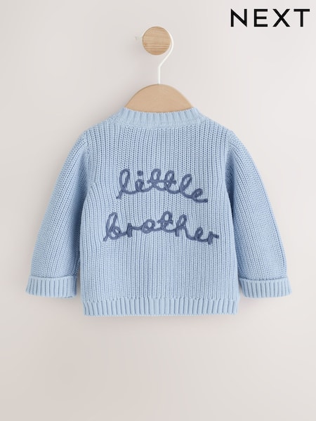 Blue Little Brother - Embroidered Bear Cardigan (0mths-2yrs)