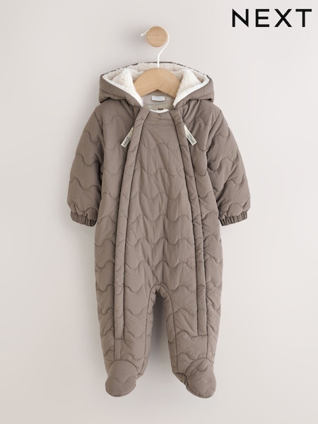 Marrón neutro - Quilted Baby All-in-one Pramsuit