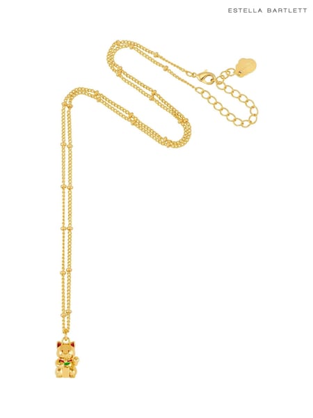 Estella Bartlett Gold Tone Lucky Cat Necklace (Y36801) | $62