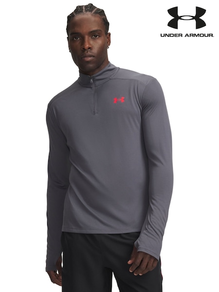 Grey - Regular Under Armour Tech Utility Quarterzip Long Sleeve Top