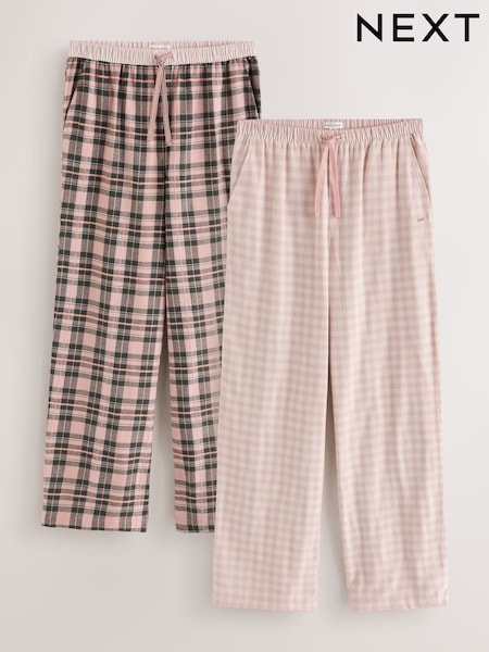 Różowy/zielony w kratkę gingham - Flannel Pyjama Bottoms 2 Pack