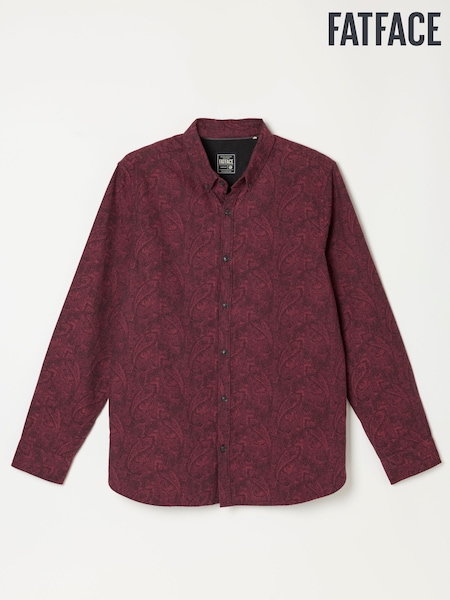 Бордово-червоний - Regular Fatface Long Sleeve Jacquard Shirt