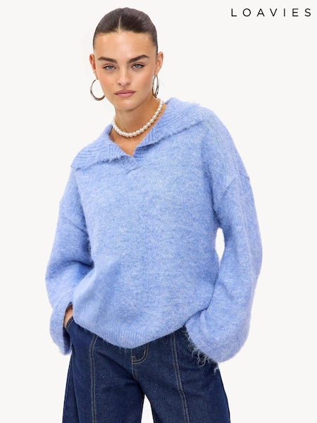 LOAVIES Blue A Meadow For Two Statement Collar Long Sleeve Jumper (Y37234) | R1,040