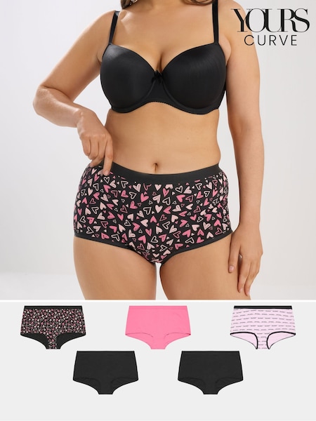 أسود - Yours Curve Short Briefs 5 Pack (Y37504) | ‏134 ر.س.‏