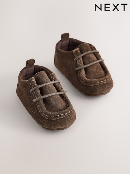 Καφετί της σοκολάτας - Baby Lace Up Boots (0-2mths)