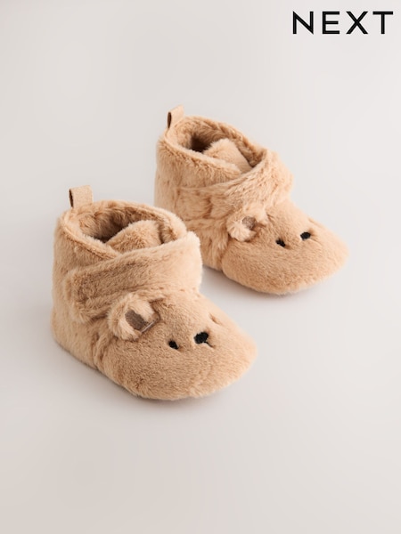 Tan Brown Bear - Baby Slipper Wrap Boots (0-2mths)