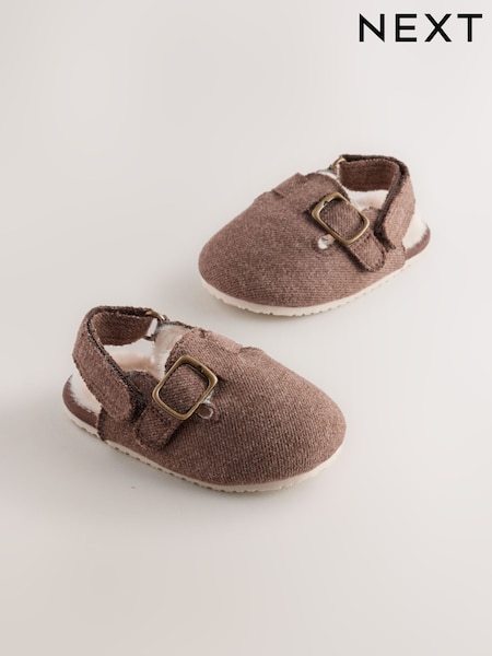 Шоколадты қоңыр - Touch Fastening Fur Lined Clogs (0-2mths)