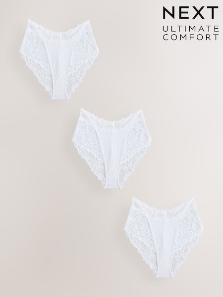White - Ultimate Comfort Lace Knickers 3 Pack
