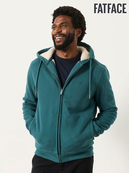 Turcoaz închis - Regular Fatface Borg Lined Hoodie