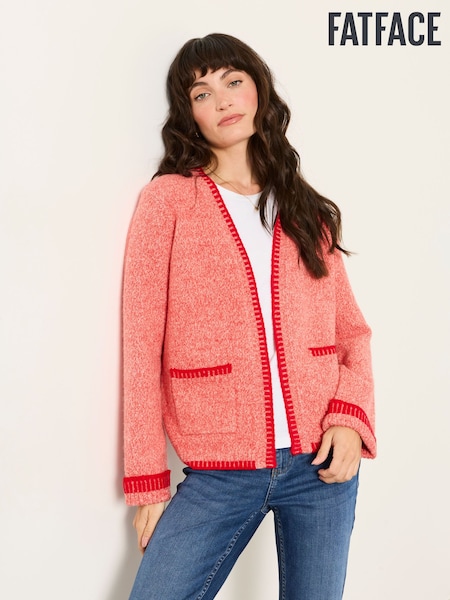 Red - Fatface Knitted Edge To Edge Cardigan
