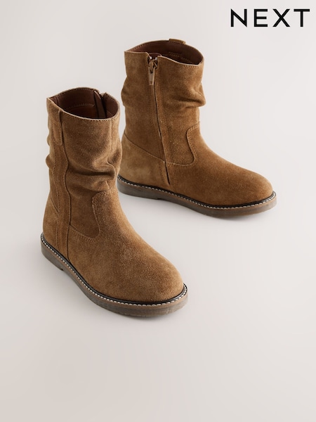Tan Brown Suede - Slouch Boots