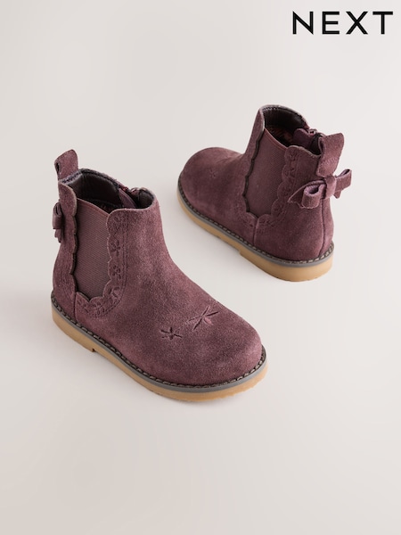 Brown Suede - Bow Detail Chelsea Ankle Boots