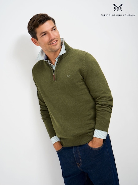 Crew Clothing Green Cotton Half Zip Jumper (Y37897) | $174