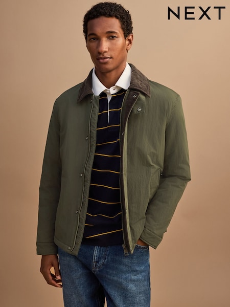 Khaki Green - Regular Shower Resistant Nylon Barn Jacket