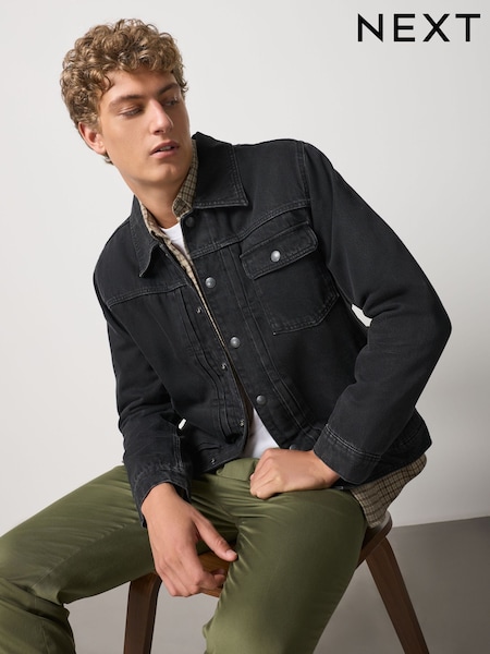 Black - Regular Denim Borg Lined Jacket