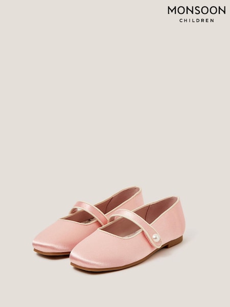 Monsoon Pink Pearl Strap Satin Ballet Flats (Y38012) | R$ 235 - R$ 275