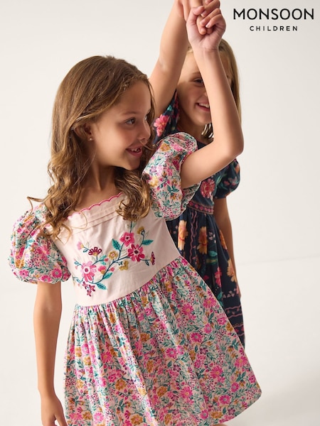 Monsoon Pink Embroidered Floral Dress (Y38022) | OMR21 - OMR24