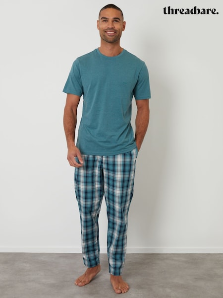 Threadbare Green Check T-Shirt and Pyjama Bottoms Set (Y38458) | $55