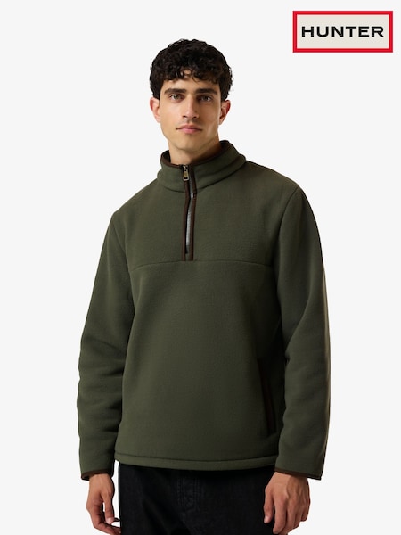Green - Regular Hunter Mens Originals Microfleece 1/4 Zip