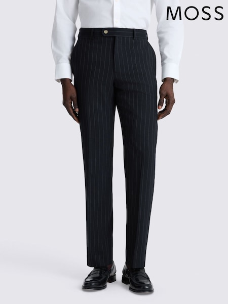 MOSS Blue Tailored Fit Stripe Suit Trousers (Y38532) | AED466