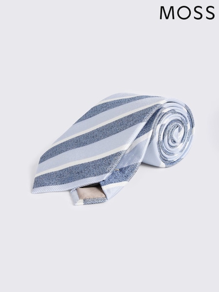 MOSS Blue Silk Stripe Tie (Y38543) | AED233
